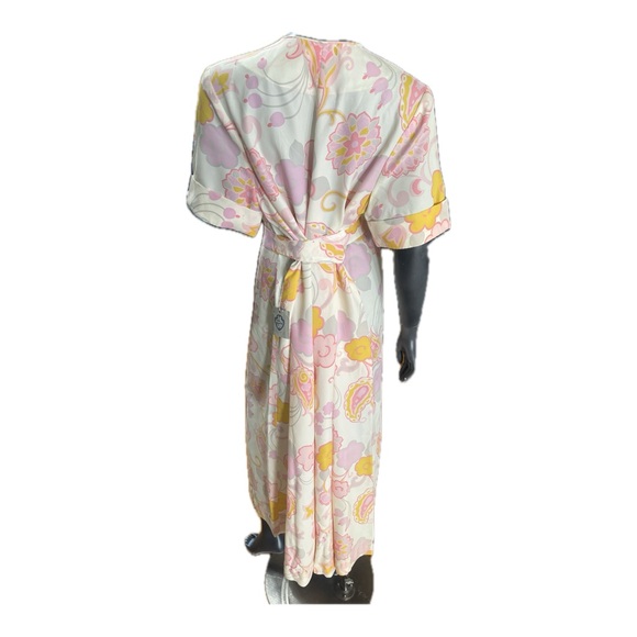 Flo Weinberg Vintage 1960’s Pink Yellow Floral Belted Maxi HouseDress. - Picture 2 of 9